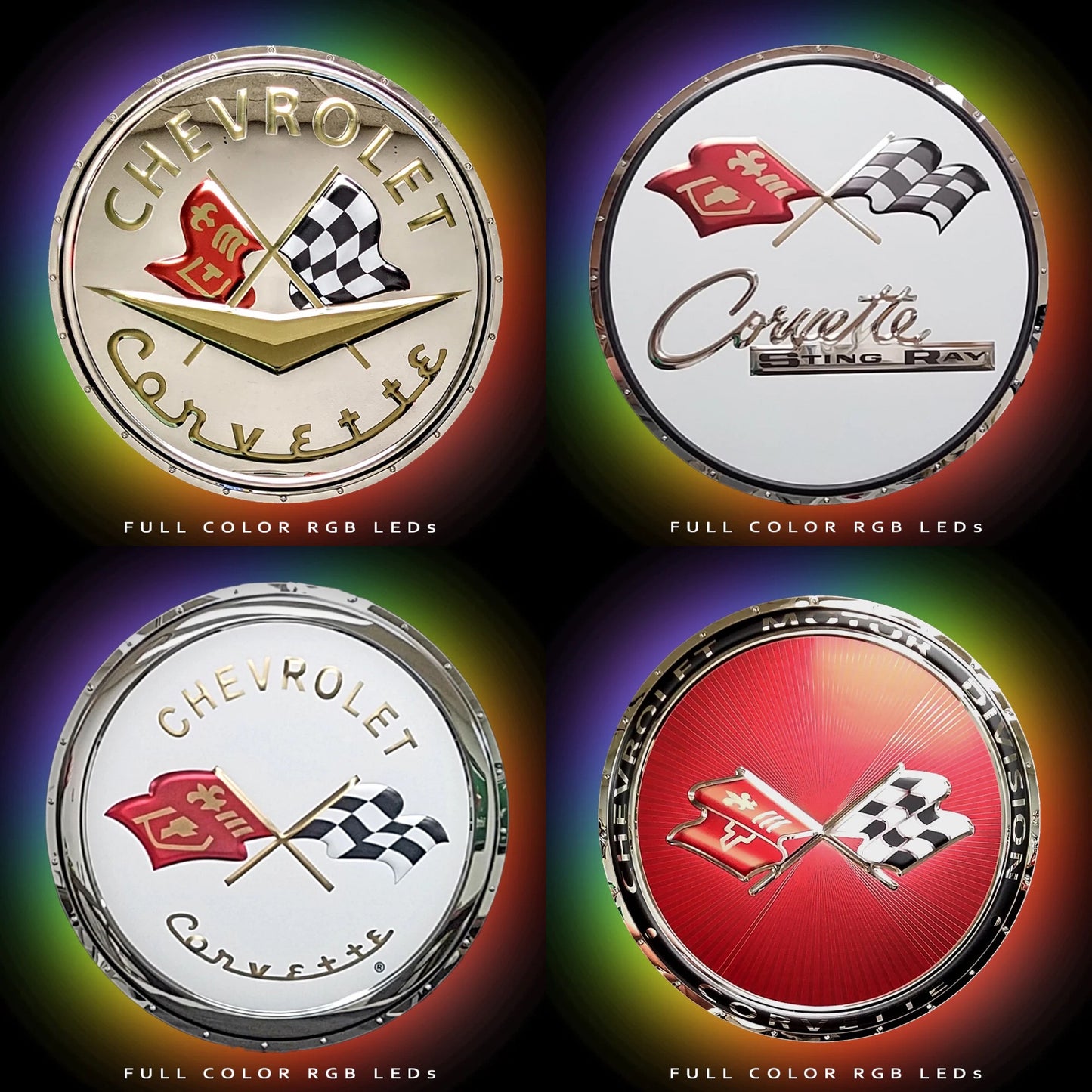 Chevrolet C1 Corvette badge 3D embossed stainless steel garage sign