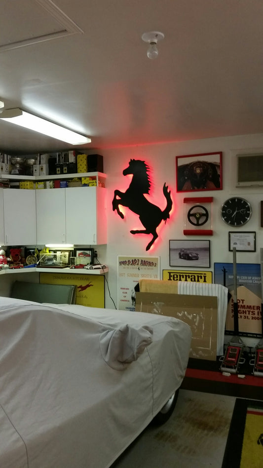 Cavallino Stallion backlit neon wall plaque