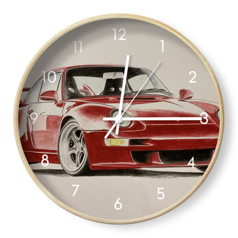 Massimo' Red Pcar Porsche wall clock.