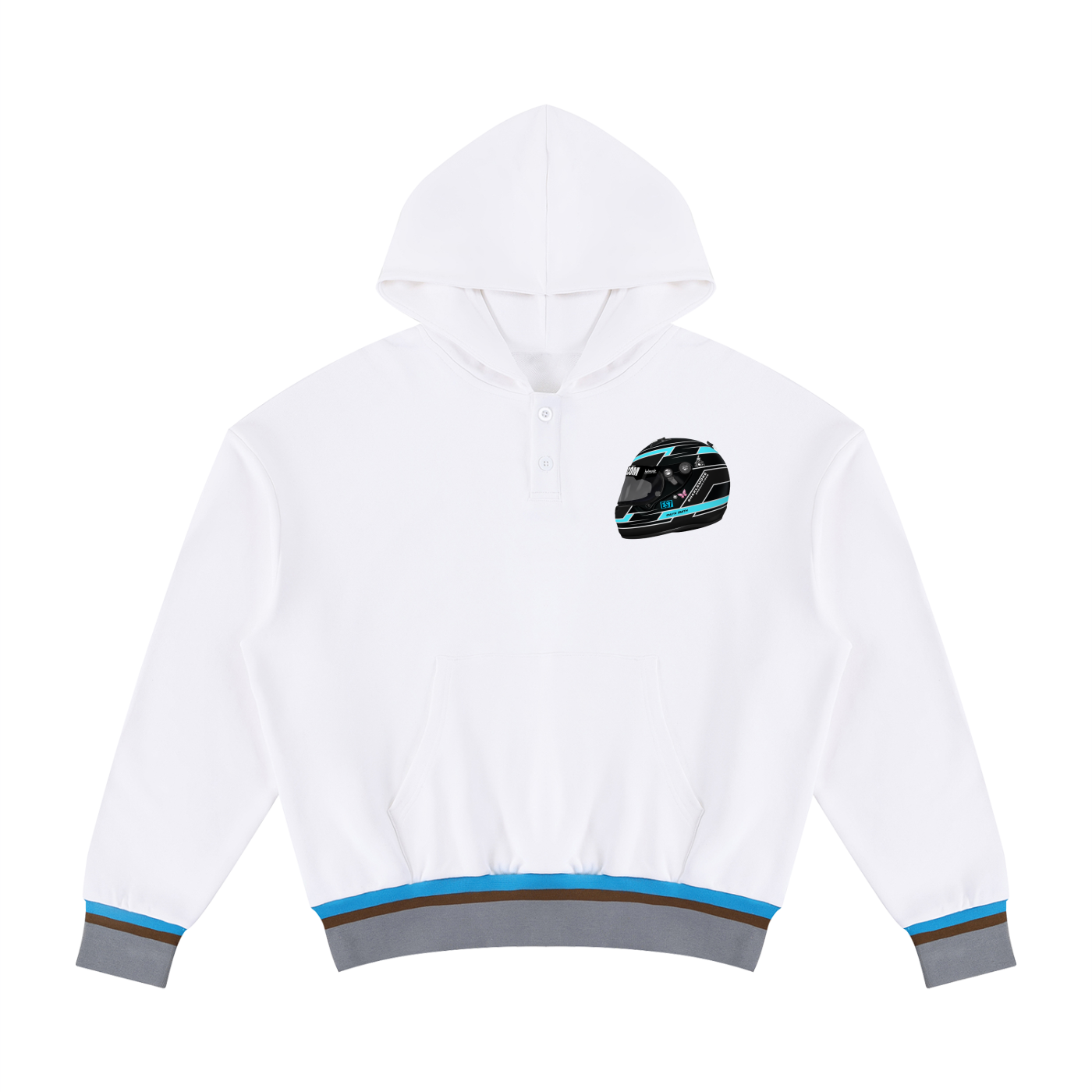 Emlyn Smith Race Driver Helmet F&B Oversized Color Block Boxy Hoodie