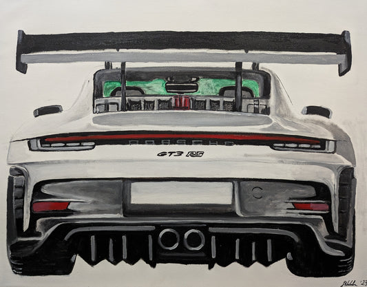 Waldron' Original Porsche GT3 rear view Original Oil on Canvas
