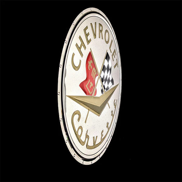 Chevrolet C1 Corvette badge 3D embossed stainless steel garage sign