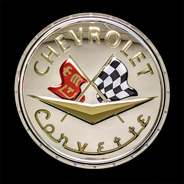 Chevrolet C1 Corvette badge 3D embossed stainless steel garage sign