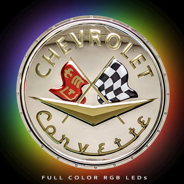 Chevrolet C1 Corvette badge 3D embossed stainless steel garage sign