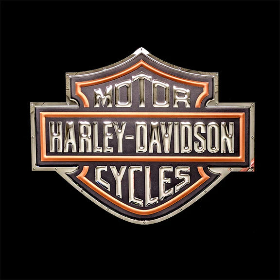 RGB LED Backlit Harley Davidson Shield stainless steel garage sign
