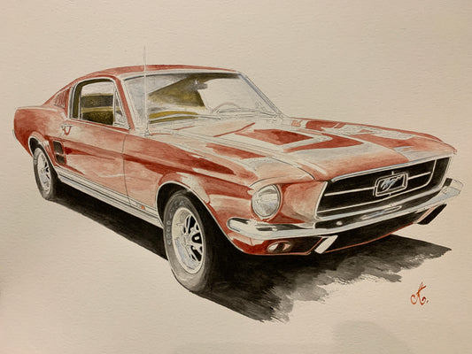 Massimo' reflective Classic Mustang Giclee fine art prints