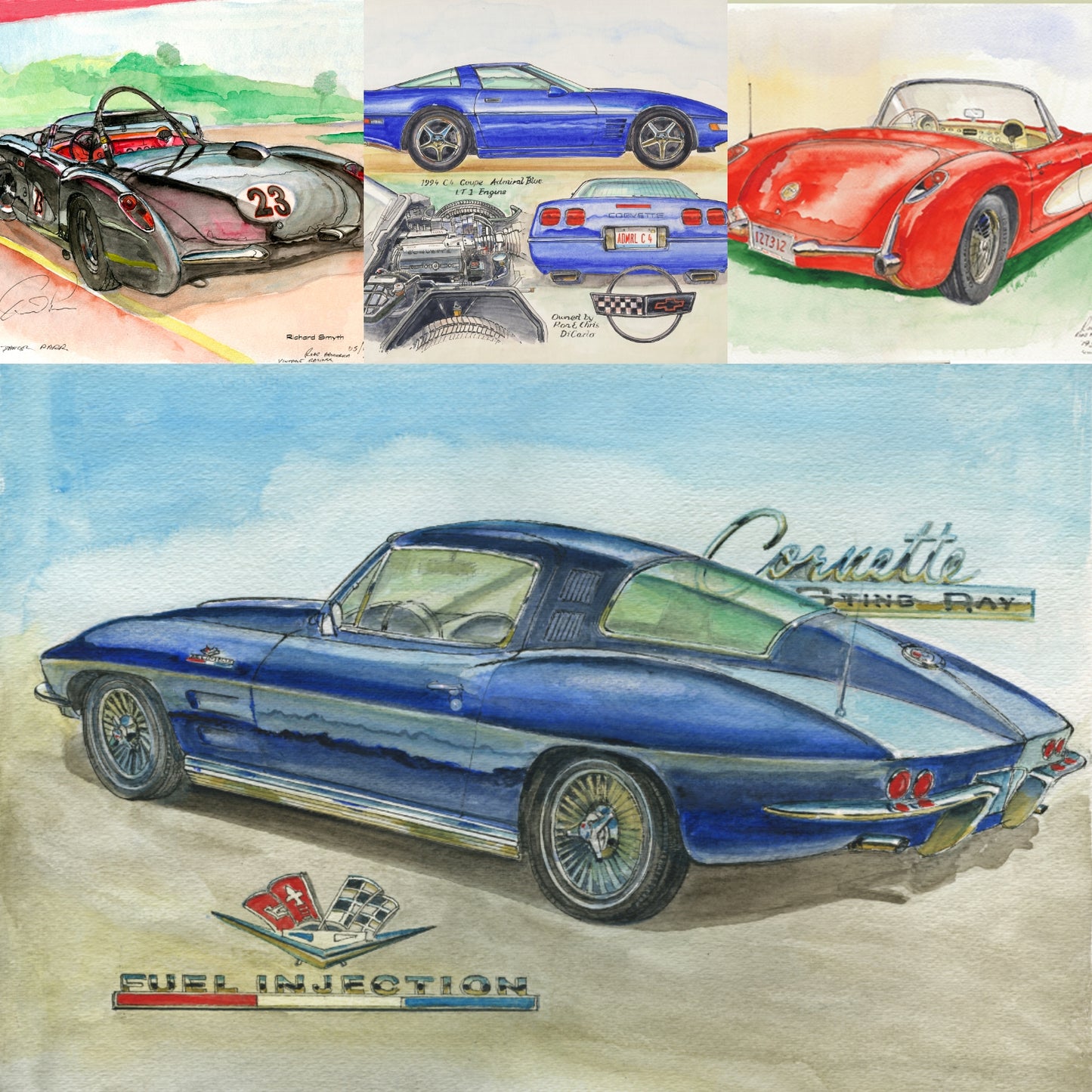 Richard Smyth' Blue Corvette Giclee fine prints