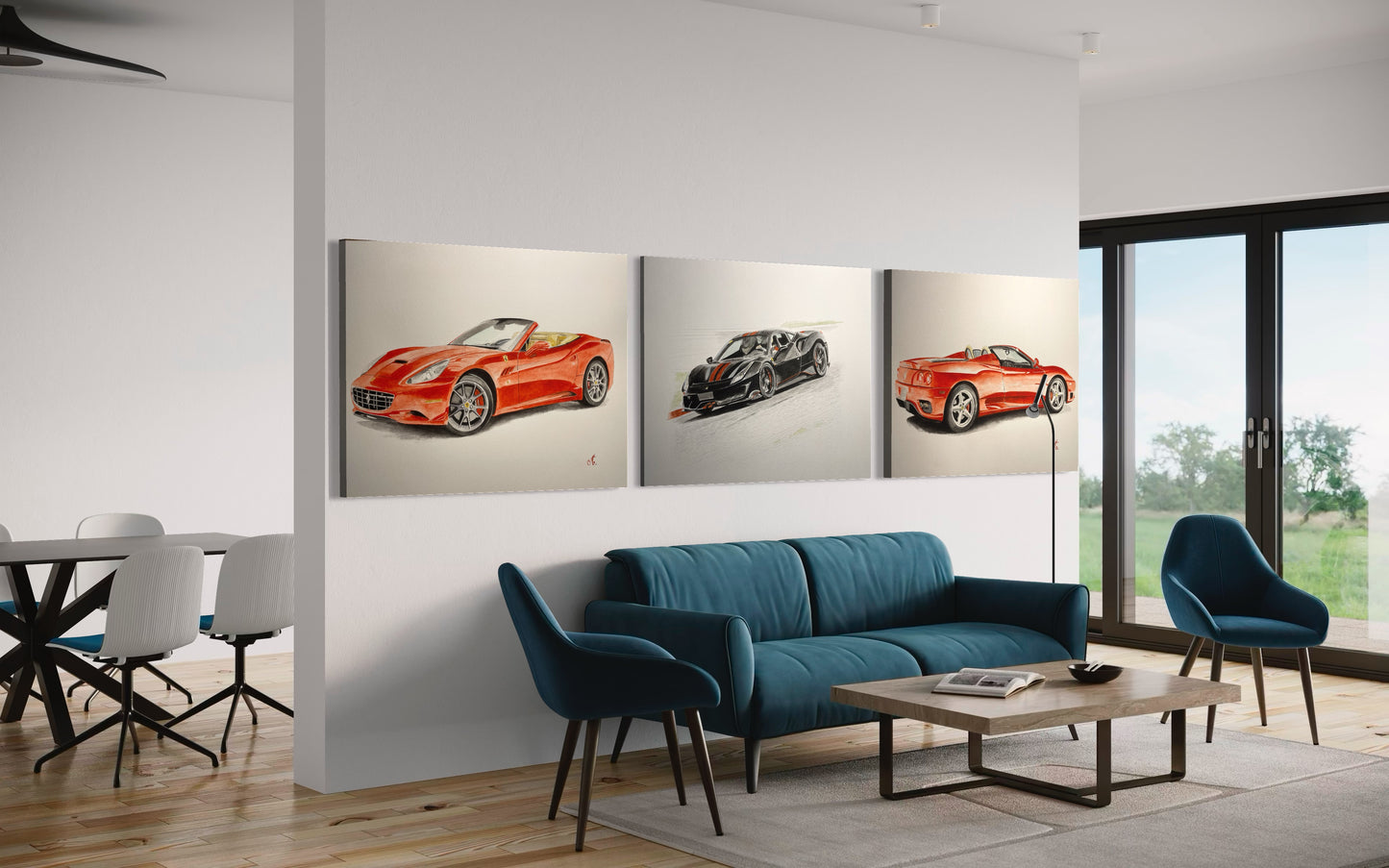 Massimo' Red Ferrari Giclee fine art prints