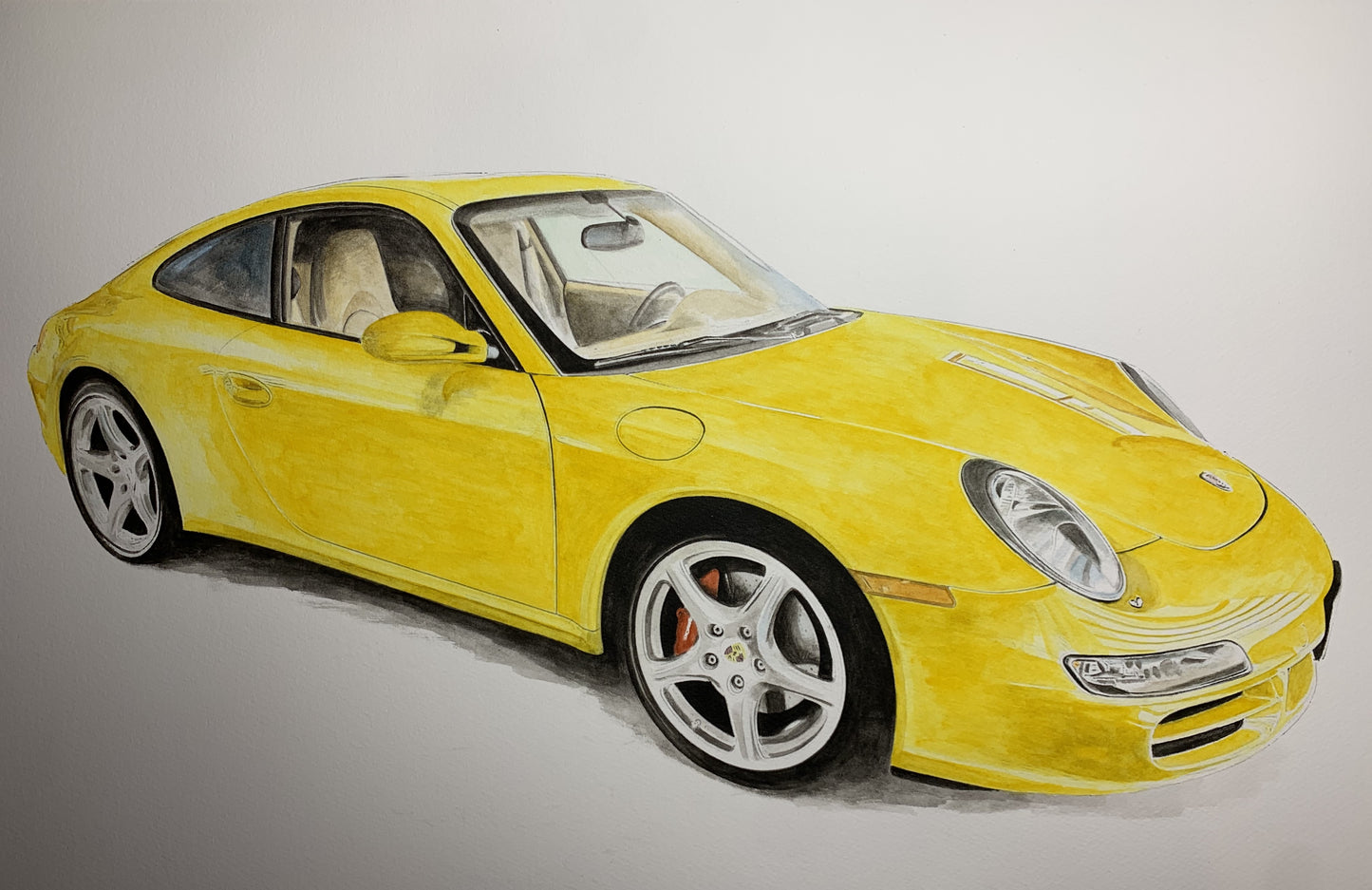 Massimo' reflective Classic Yellow 911 front aperture Giclee fine art prints
