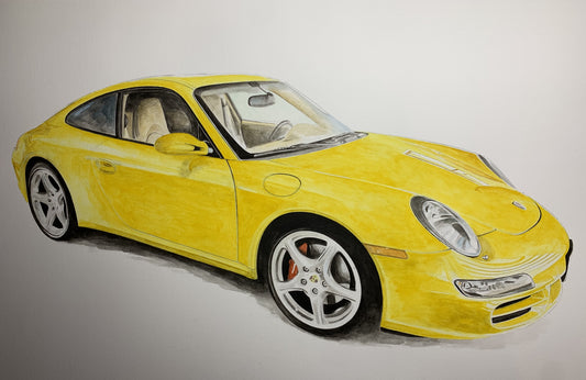 Massimo' reflective Classic Yellow 911 front aperture Giclee fine art prints