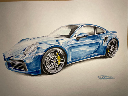 Massimo' reflective blue 911 front aperture Giclee fine art prints