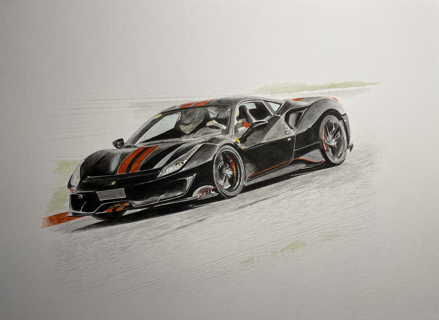 Massimo' Black Ferrari Giclee fine art prints