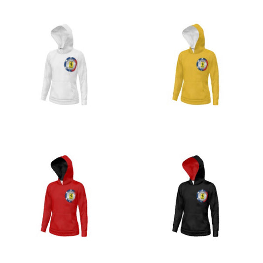 Ferrari Club of America lady's low logo yellow pullover hoodie