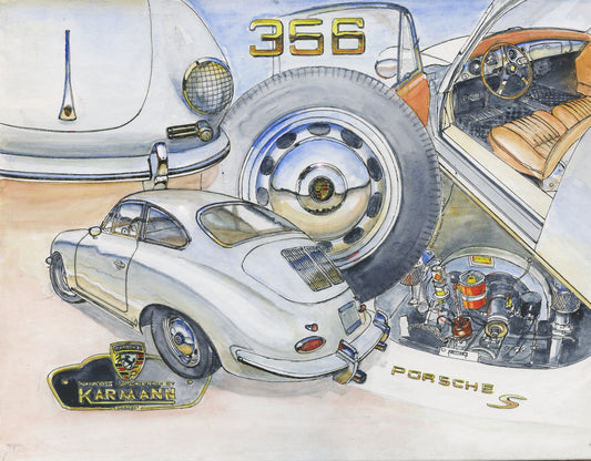 Richard Smyth' Porsche 356 montage Giclee fine prints
