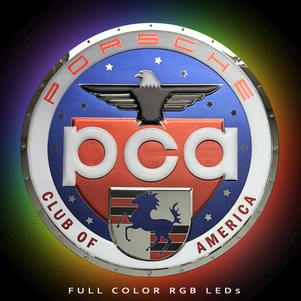 SCCA Embossed Stainless-Steel 3D sign RGB LED Back lit