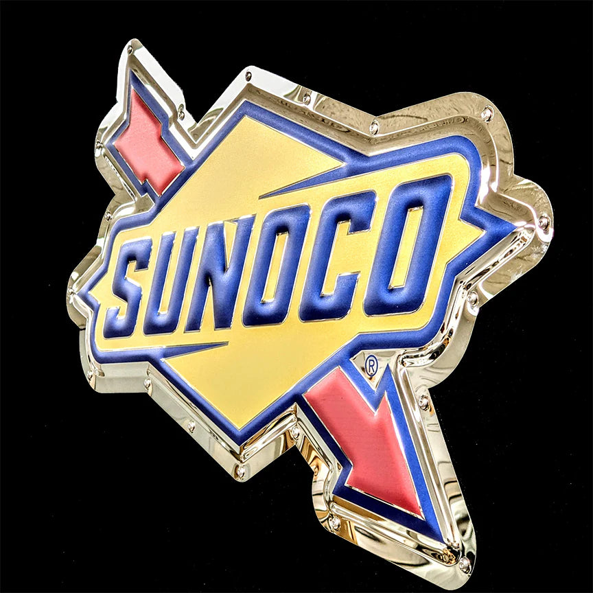 Sunoco logo stainless steel garage sign