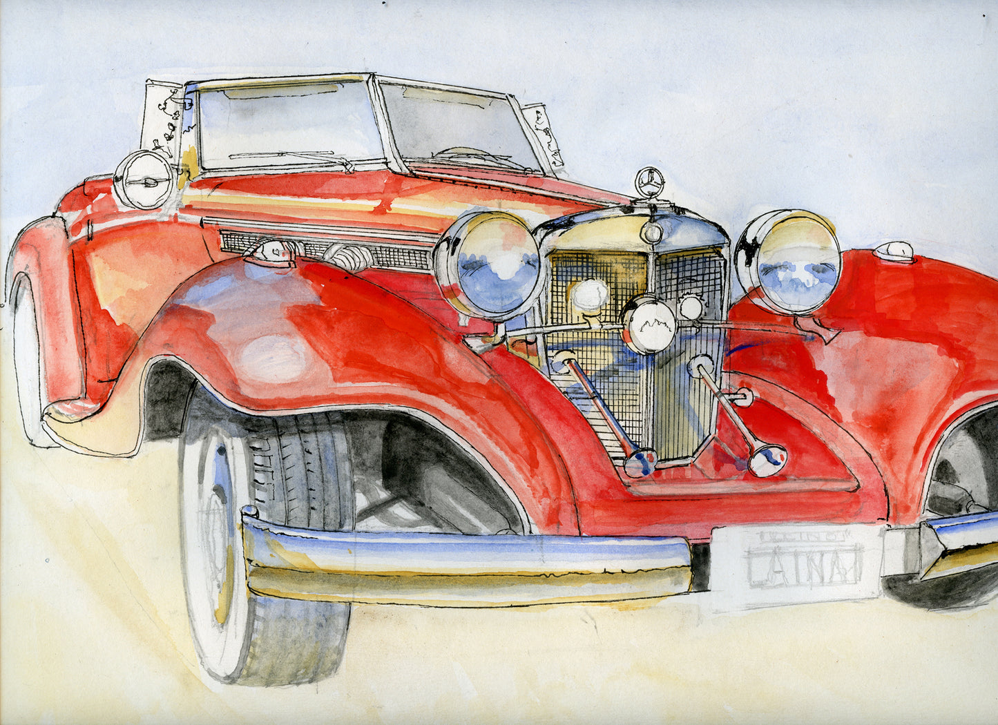 Richard Smyth' Red Mercedes Benz front aperture Giclee fine prints