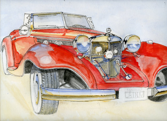 Richard Smyth' Red Mercedes Benz front aperture Giclee fine prints