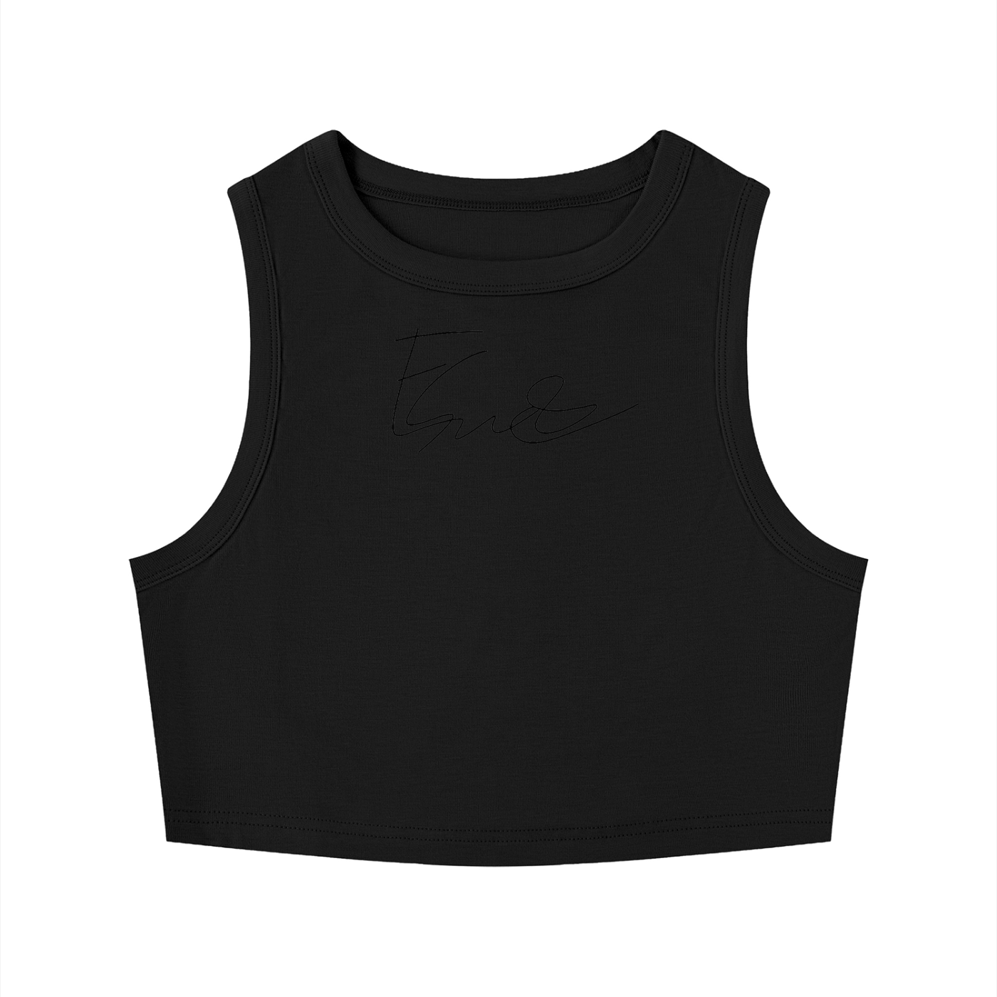 Emlyn Smith Race Driver Signature Series Classic Ladies Tight Crop Crewneck Tank Top in white cotton