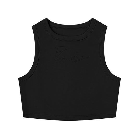 Emlyn Smith Race Driver Signature Series Classic Ladies Tight Crop Crewneck Tank Top in white cotton