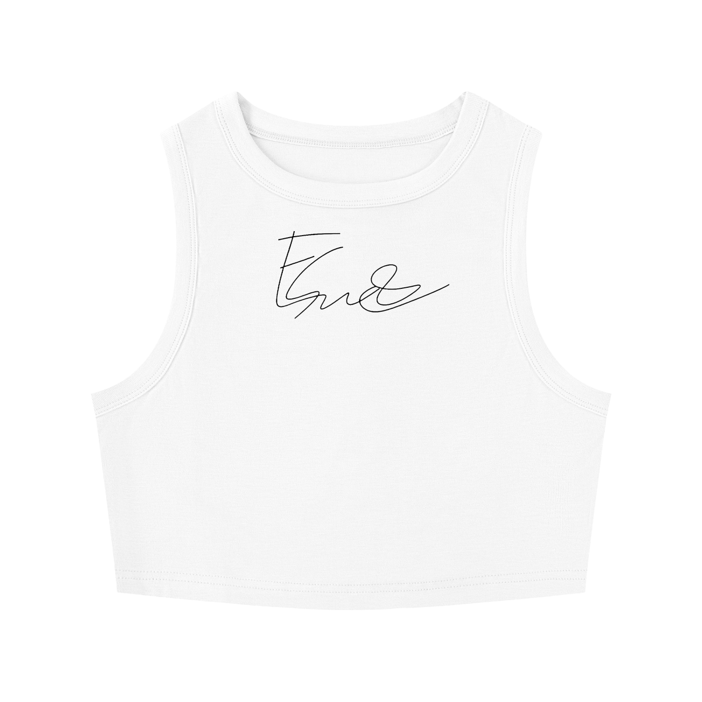 Emlyn Smith Race Driver Signature Series Classic Ladies Tight Crop Crewneck Tank Top in white cotton