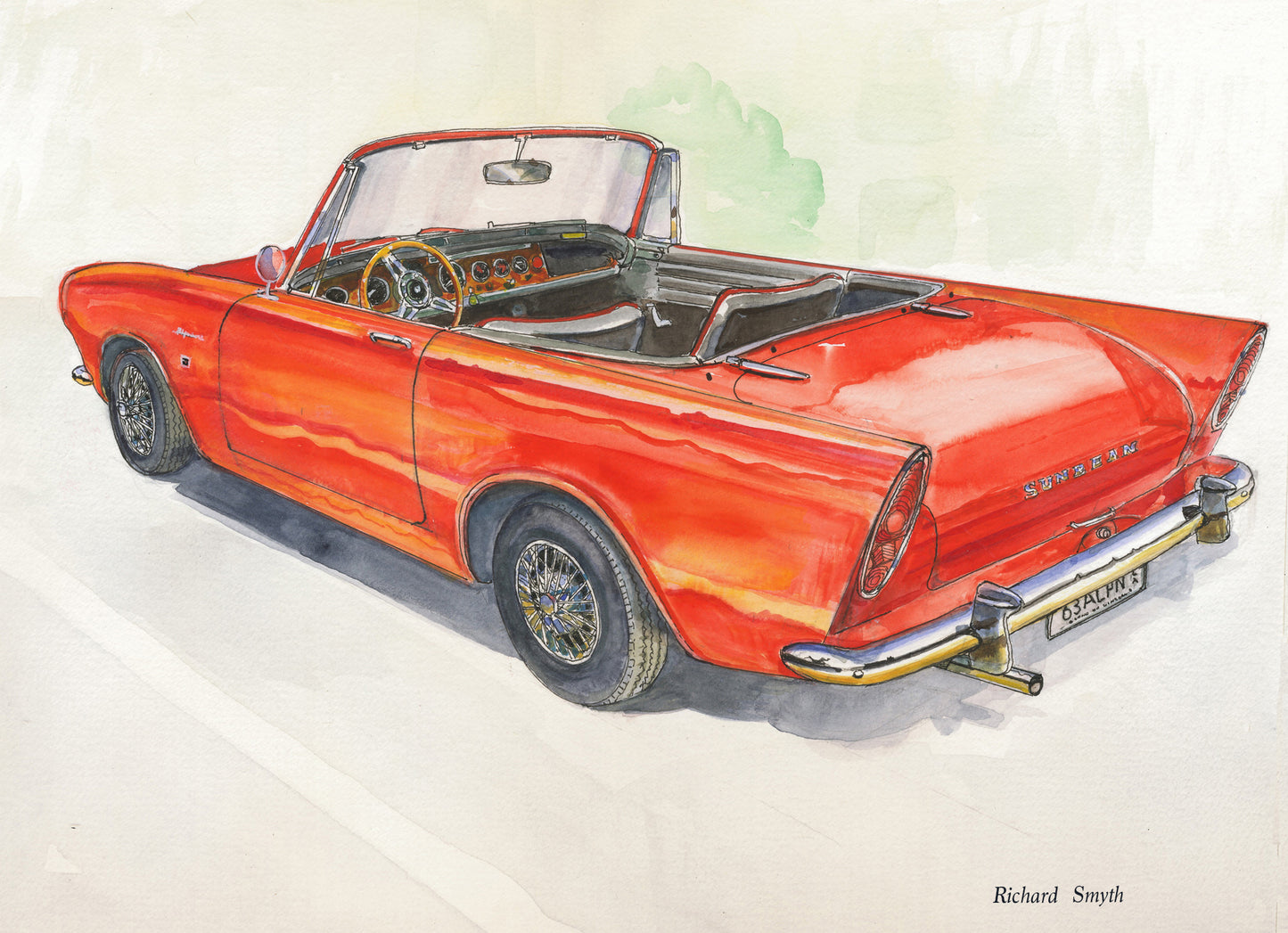 Richard Smyth' Sunbeam Alpine Giclee fine prints